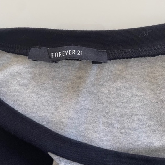 Forever 21 | Grey & Black Baseball Tee Midi Sleeve Dress Y2K Sporty Chic Size S - Picture 5 of 5